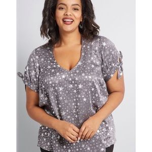 Modcloth Metallic Silver Star Blouse